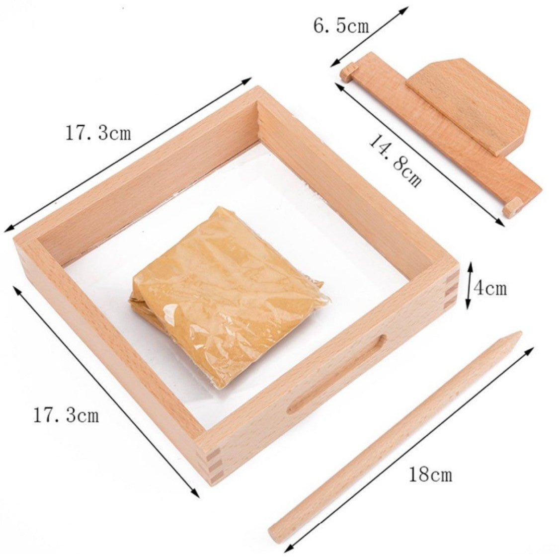 Wooden Sand Writing Kit with Tray. Montessori Learning Toy