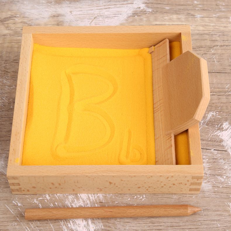 Wooden Sand Writing Kit with Tray. Montessori Learning Toy