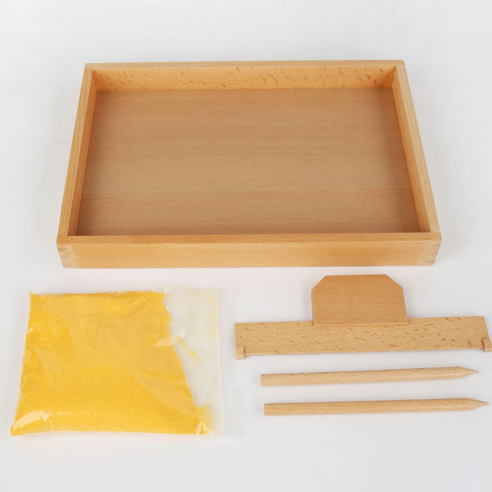 Wooden Sand Writing Kit with Tray. Montessori Learning Toy