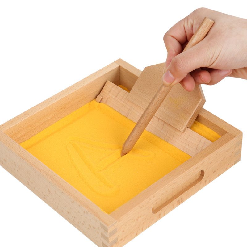 Wooden Sand Writing Kit with Tray. Montessori Learning Toy