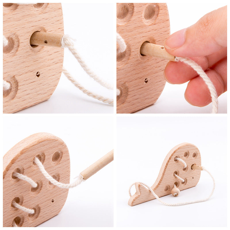 Wooden threading animal toy Fine Motor Skill Development Toy