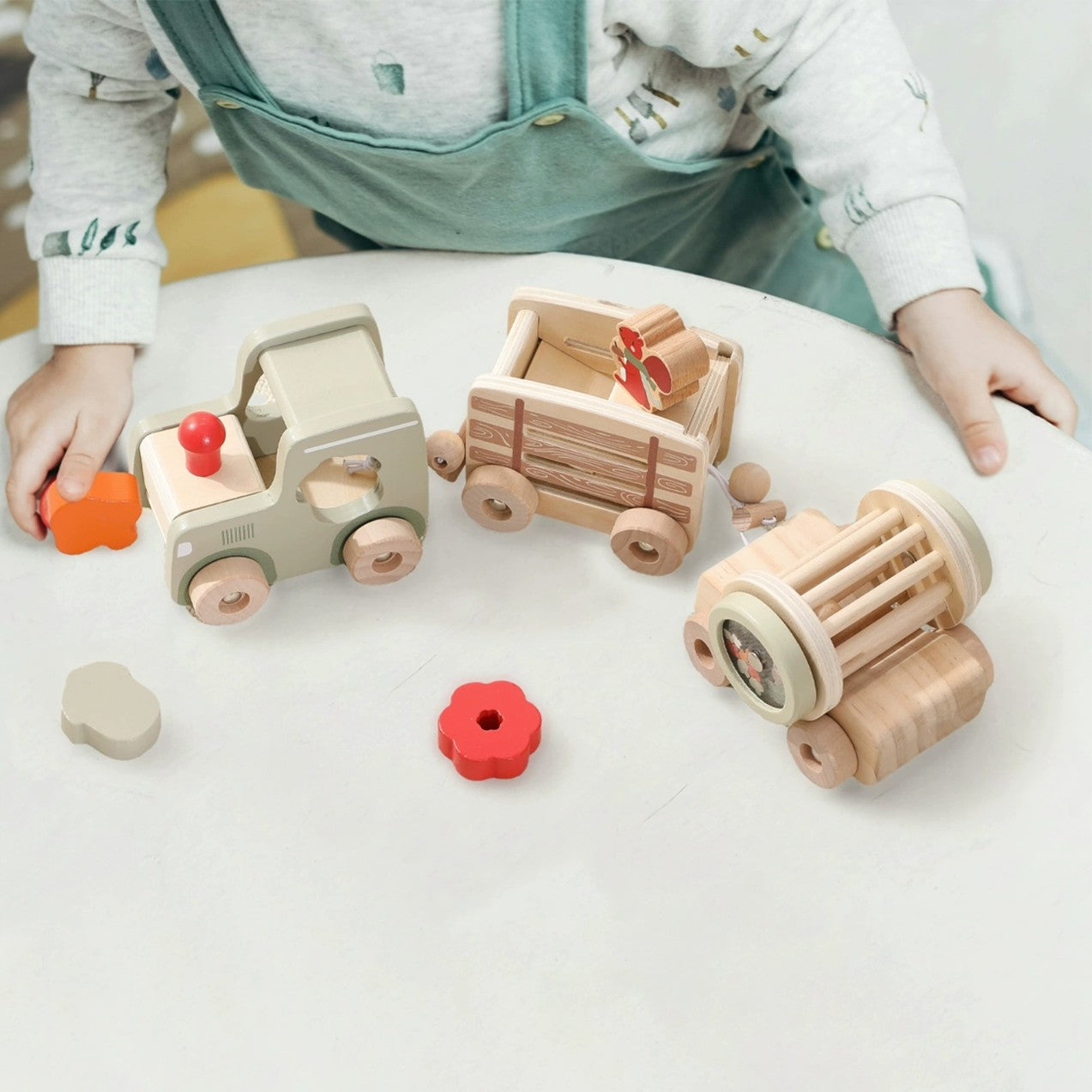 Montessori inspired wooden train cognitive training toy