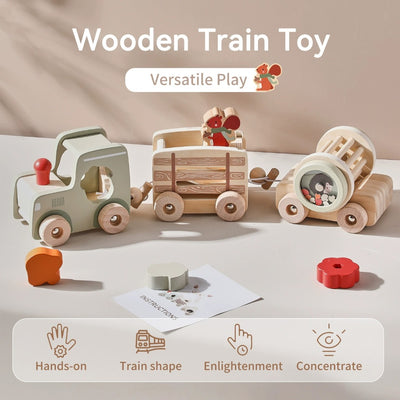 Montessori inspired wooden train cognitive training toy