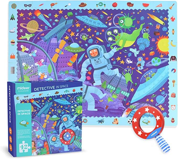 MiDeer Detective in Space, Jumbo Floor (42pc) Puzzles with Hidden Picture Game - Jigsaw Puzzle. Children Toy