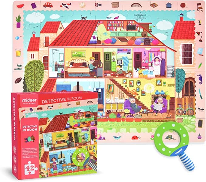 MiDeer Detective in Room, Jumbo Floor (42pc) Puzzles with Hidden Picture Game. Children Toy.