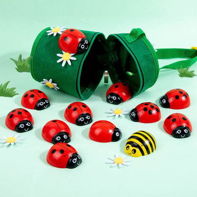 Wooden Ladybugs Counting Toy. Montessori Math Toy