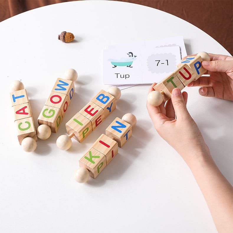 Rotating Letter Block. Wooden Children Toy.