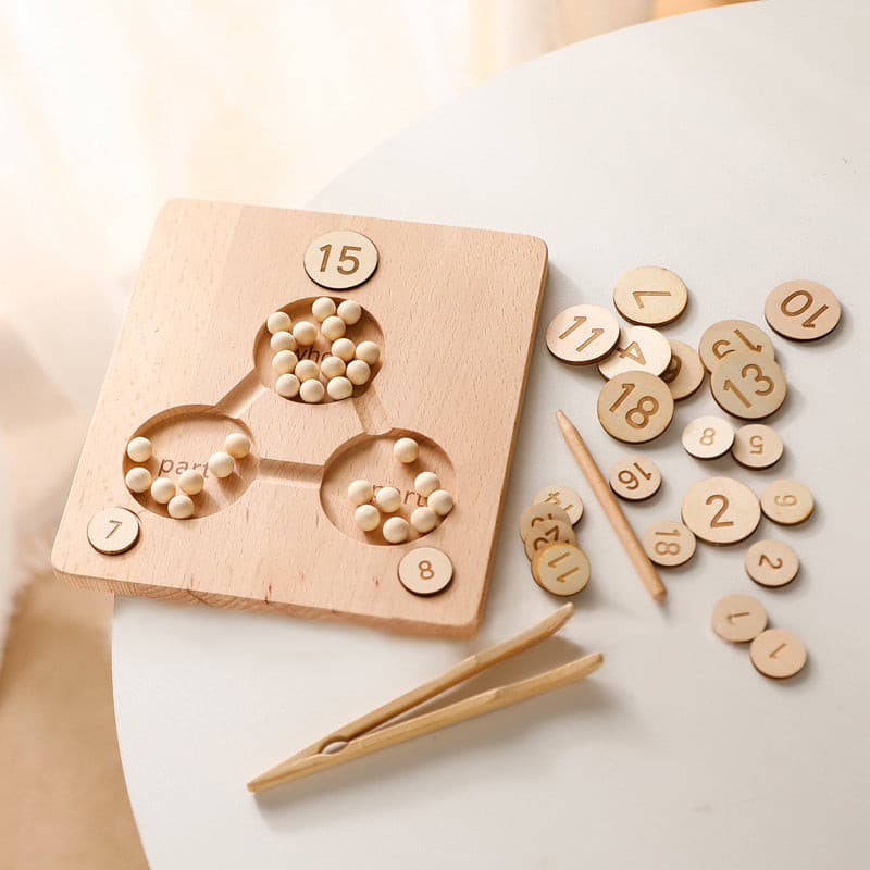 Double Sided Wooden Number Board. Montessori Math Toy.