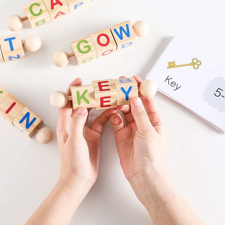 Rotating Letter Block. Wooden Children Toy.