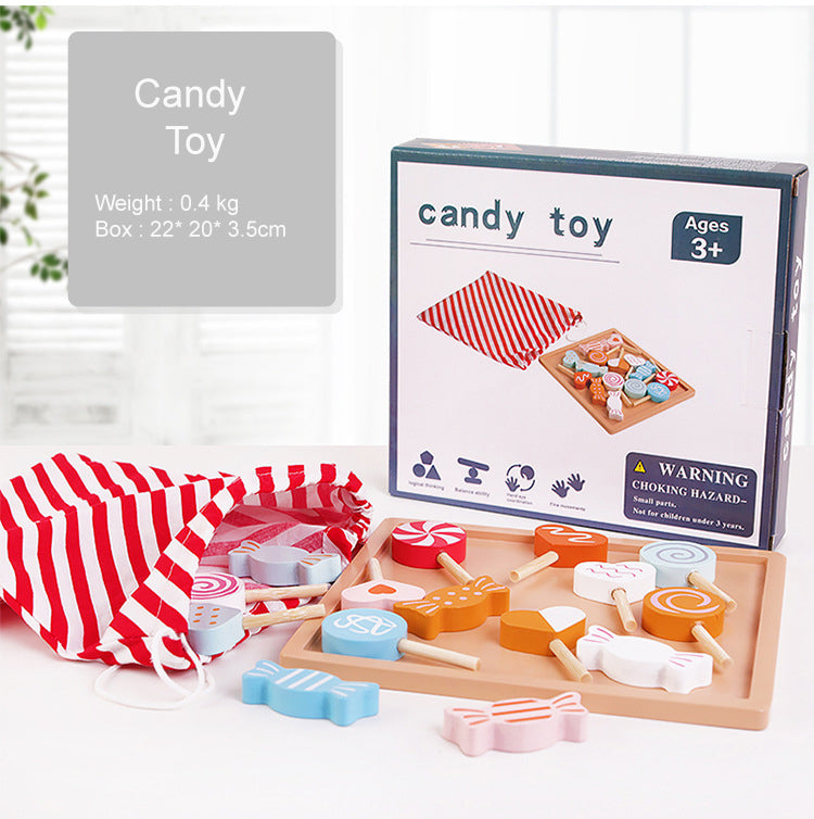 Wooden Candy Toy. Pretend Play Set. Wooden Kitchen Food Toy.